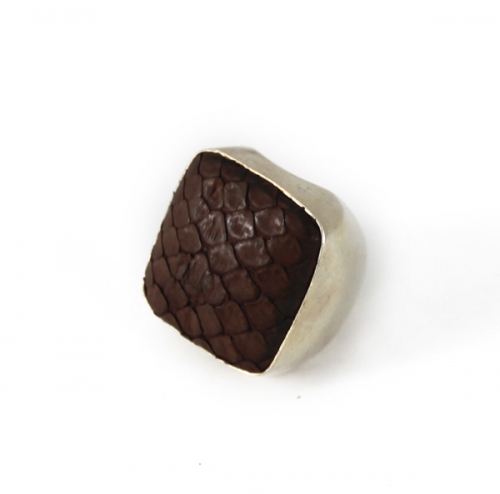 Python Square Silver Ring Chocolate